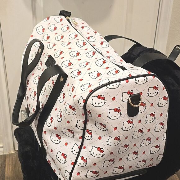 Hello Kitty By Sanrio Face/Bow Logo Rolling Travel Duffel Bag - Picture 4 of 12